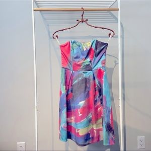COREY LYNN CALTER | Women's Strapless Watercolor Print Dress, Size 2